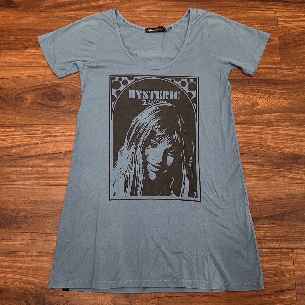 M Hysteric Glamour Long Tee Do You Wanna Get Have Fun Tonight AQUAMARINE